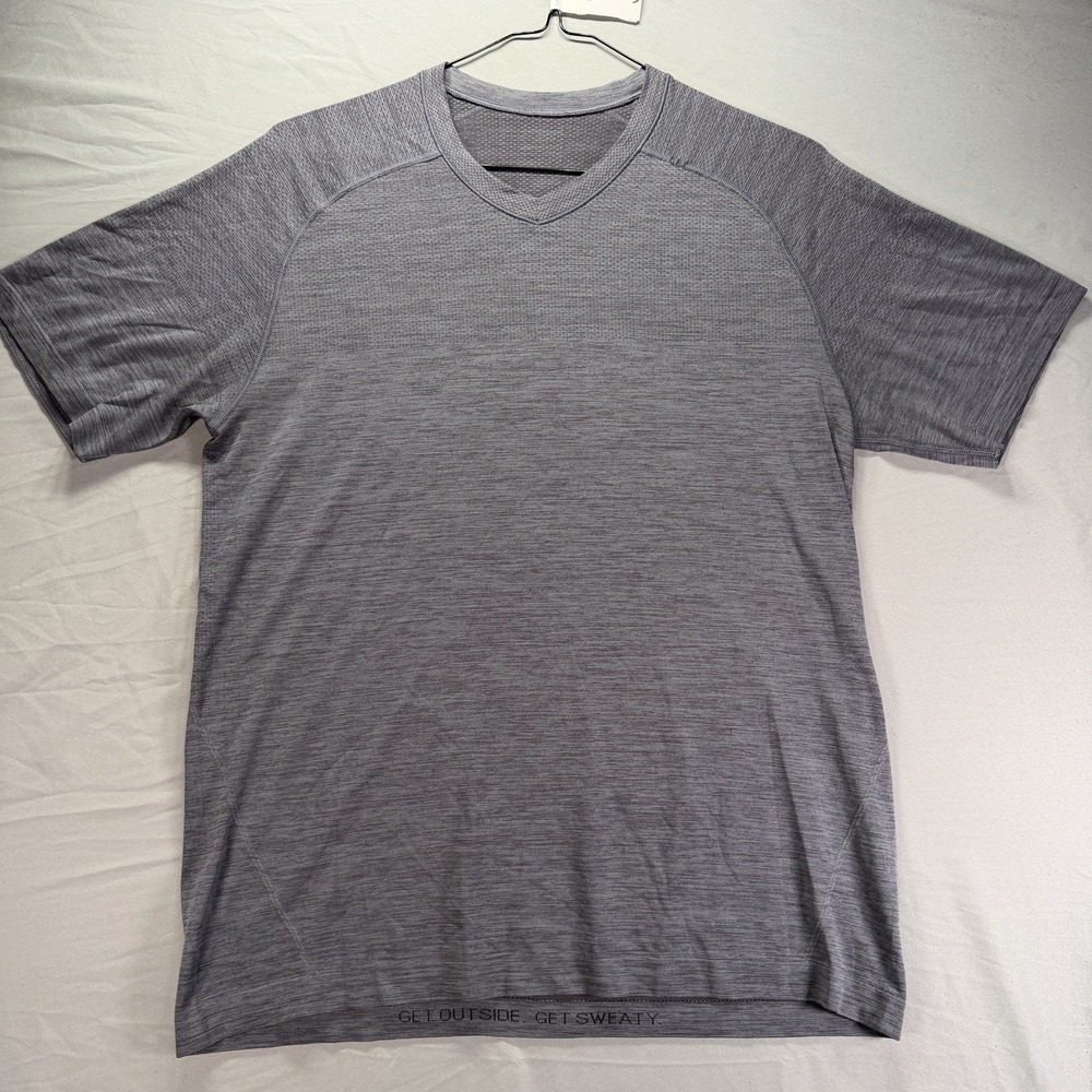 Lululemon Metal Vent Tech Shirt Mens Large Gray Short Sleeve V Neck Work Out - Picture 2 of 10